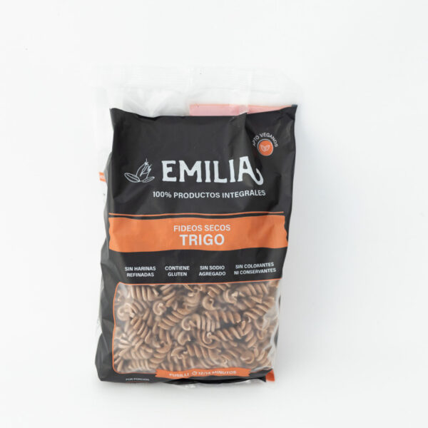 FIDEOS TIRABUZON DE HARINA INTEGRAL - EMILIA